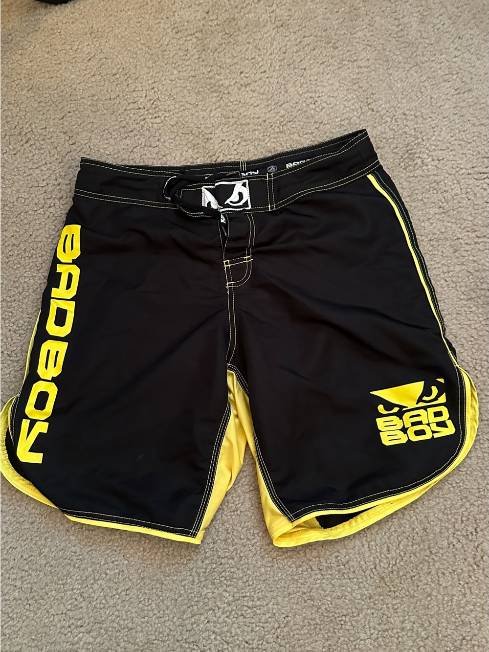 Bad Boy Men's Black & Yellow Swim Board Shorts